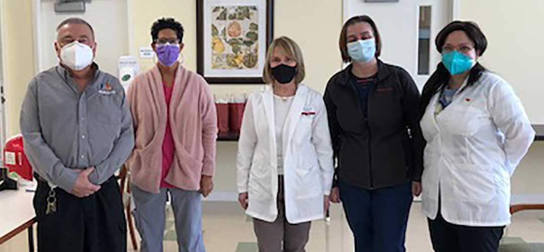 Staff at the Rose Hill COVID-19 vaccine clinic.