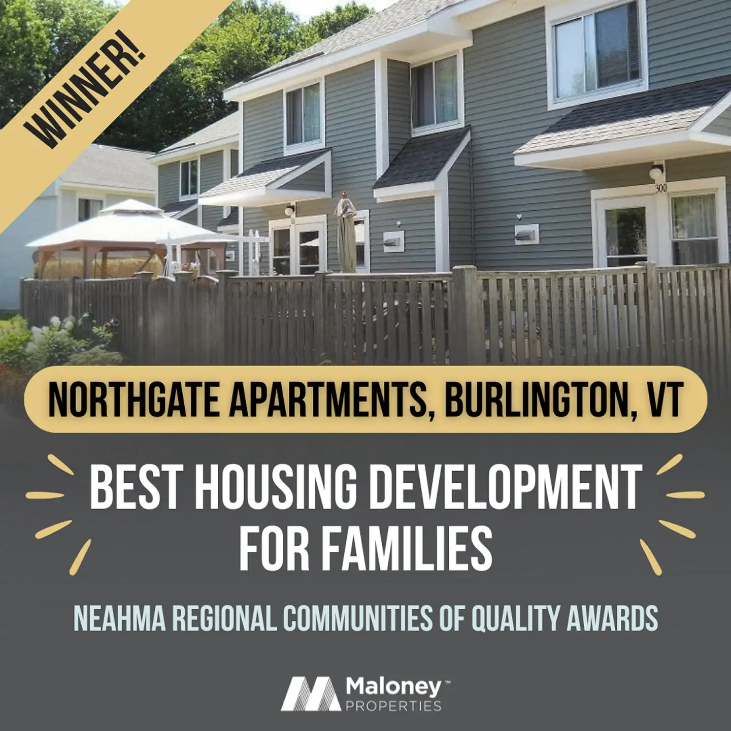 Northgate Apartments wins best housing for families at NEHMA's communities of quality awqards