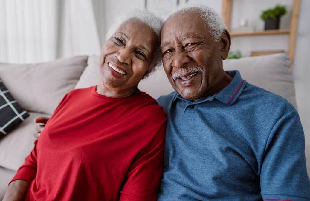 Happy couple at home