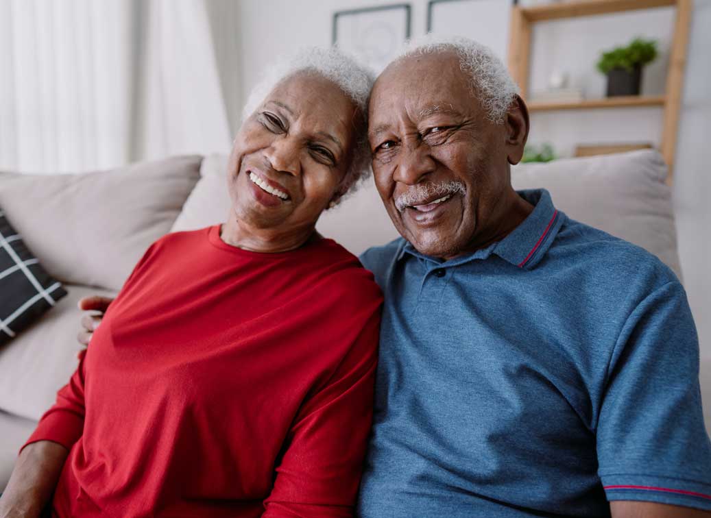 Happy couple at home