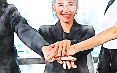 Diverse hands in support of Asian community
